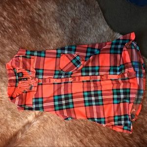 Button up blue and pink shirt